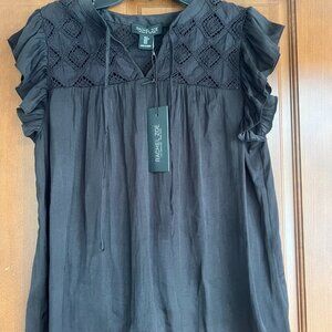 Flutter Sleeve Summer Blouse - Black